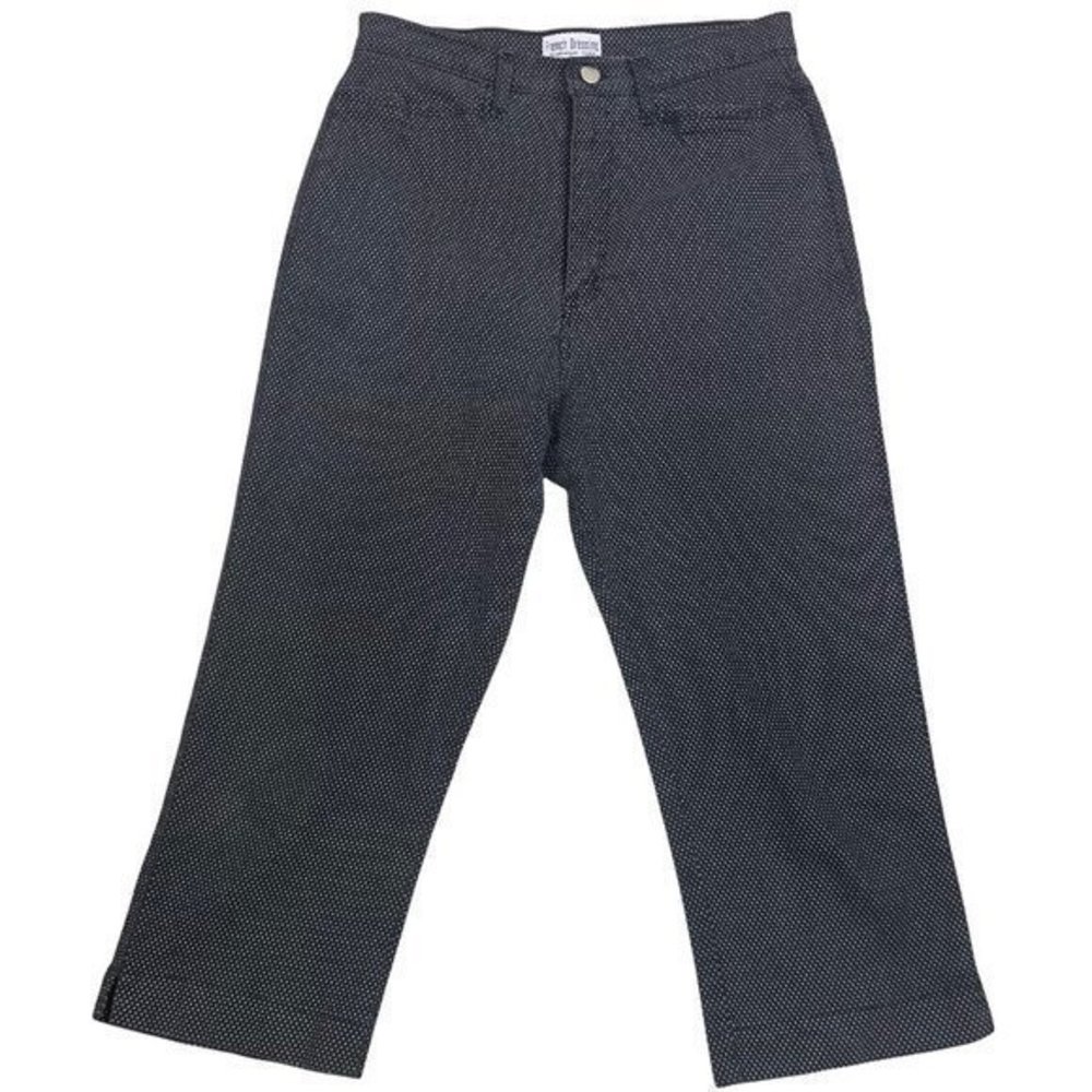 French Dressing Jeanswear Womens Capri Pants Stretch Black White Size 8 Waist 28